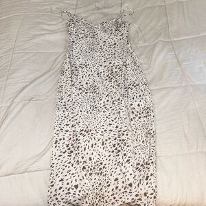 White and Brown Windsor Midi Dress